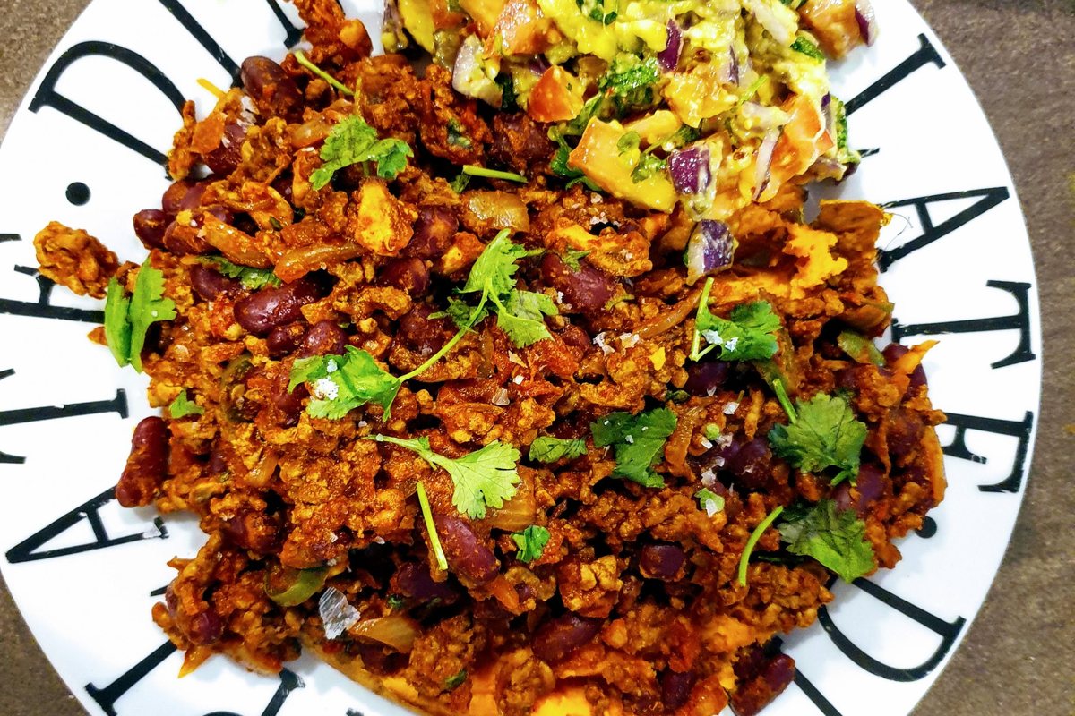 A plate of spiced mince and scrambled egg
