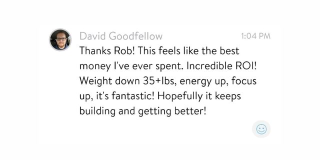 David Goodfellow: the best money I have ever spent, weight down 35 lbs and more