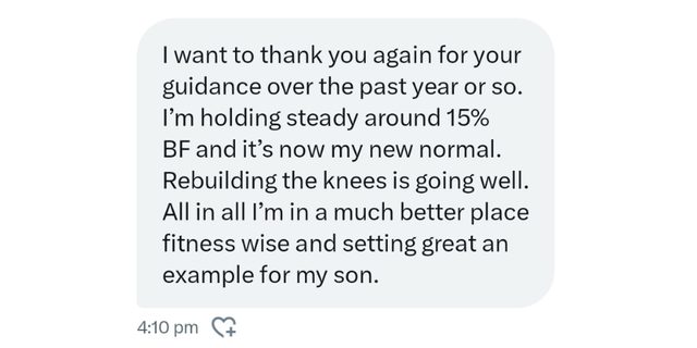 Holding steady at 15 percent body fat, and setting an example for his son