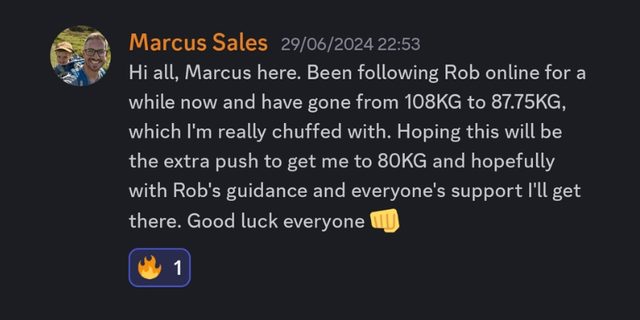 Marcus Sales: 108 kg down to 87.75 kg