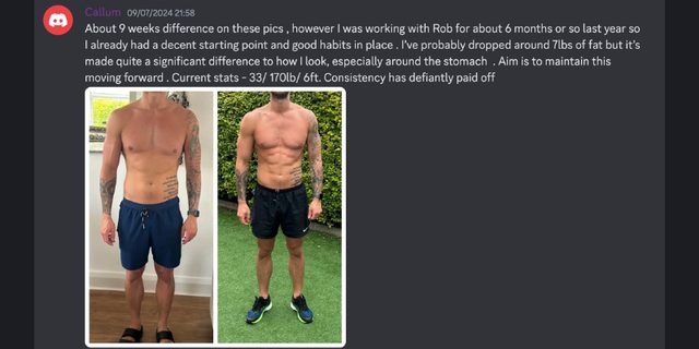 Callum: nine weeks apart, at 33 years old
