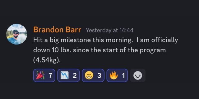 Brandon Barr: officially ten pounds down