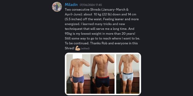 Miladin: 10 kg down and 14 cm off the waist, his lowest weight in twenty years