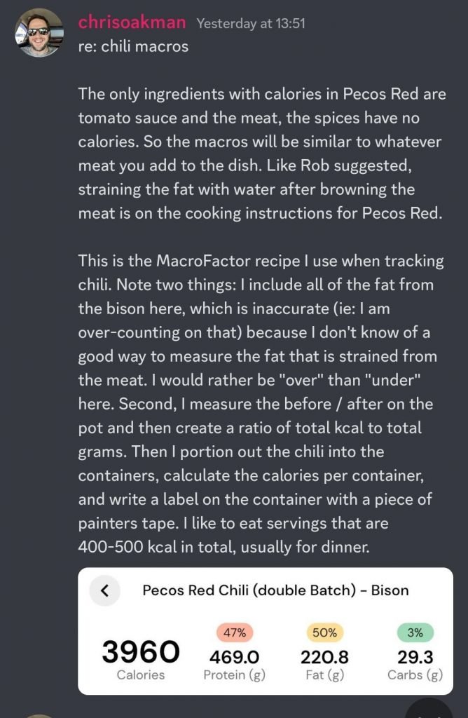 macro tracking tips for batch cooking chili